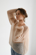 Handcrafted Blue Cotton Leaf Pattern Sweater - Custom Made