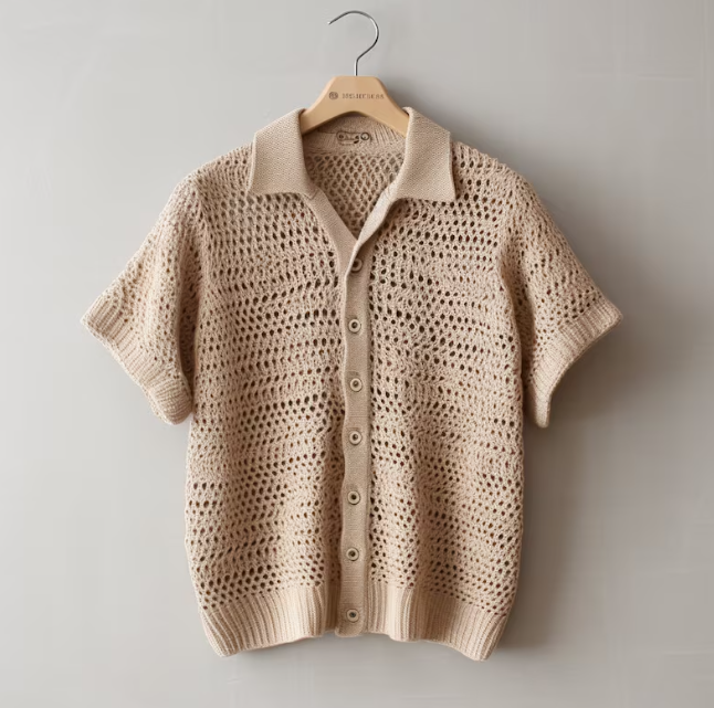 Hand-Knitted Men's Crochet Shirt - Stockholm Style