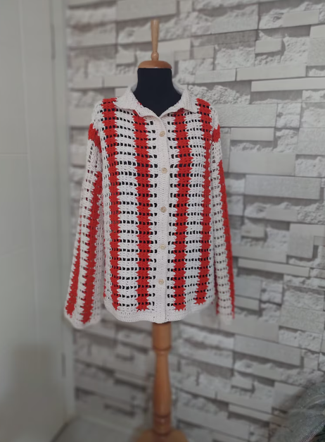 Handmade Crochet Unisex Shirt - Vintage Style