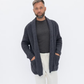 Natural gray merino wool cardigan for men, Scandinavian-style men's sweater, knitted cardigan with BENJAMIN pockets.