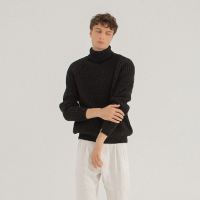 Hygge wool sweater for men, merino wool turtleneck