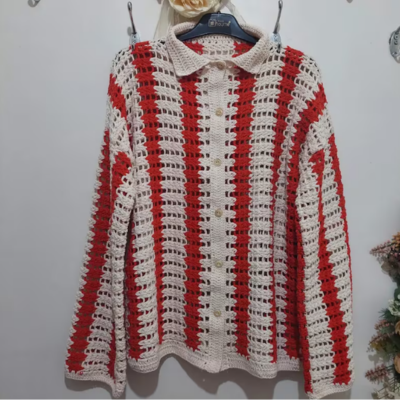 Handmade Crochet Unisex Shirt - Vintage Style